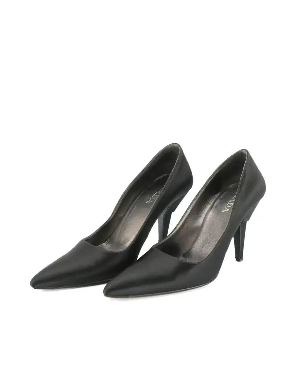 Prada Black Silk Satin Pumps 34.5 GUC - Picture 1 of 9